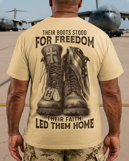 Their Boots Stood For Freedom Their Faith Led Them Home T-Shirt