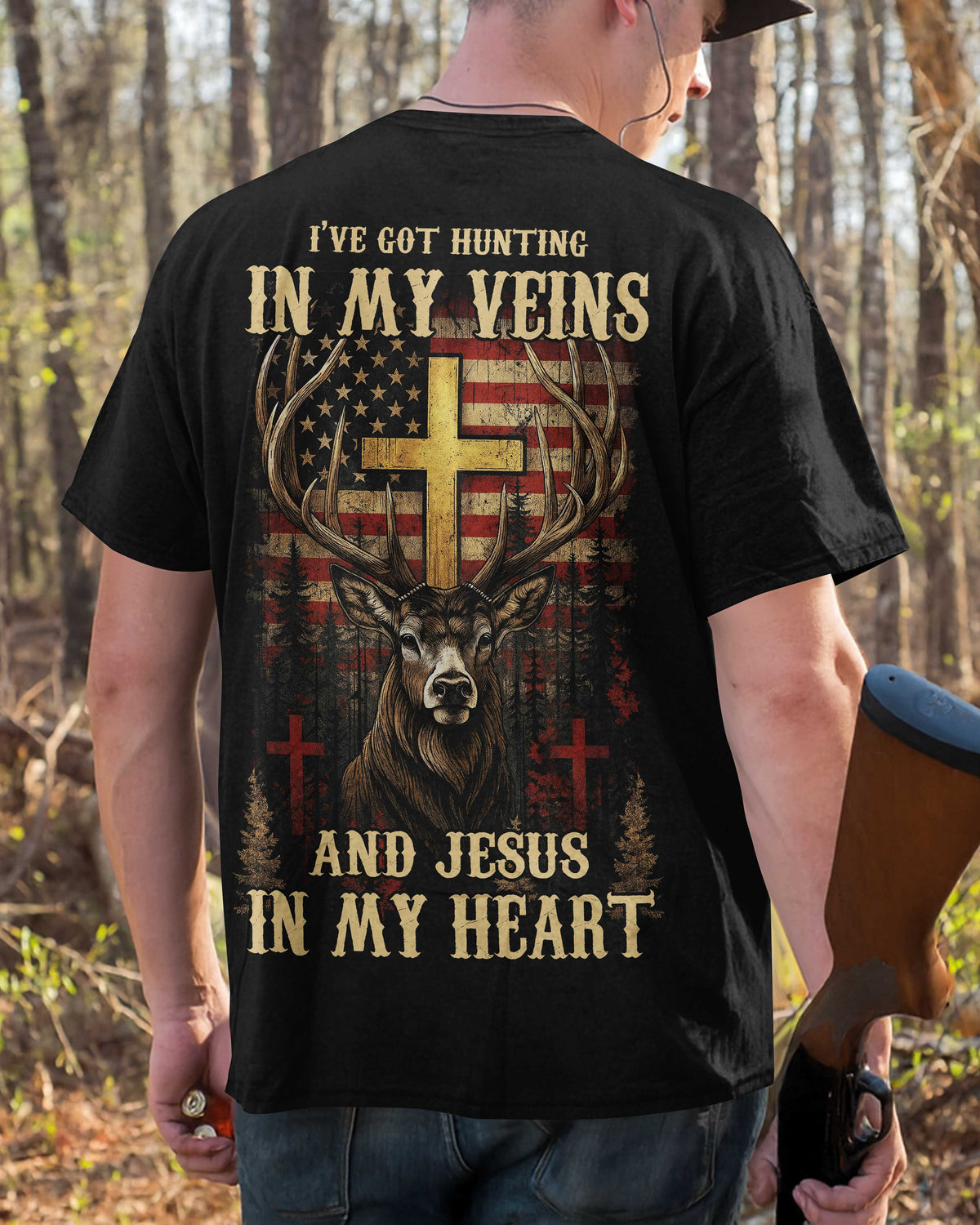 I've Got Hunting In My Veins And Jesus In My Heart All Over Print T-Shirt