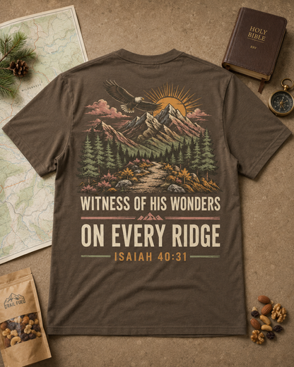 Christian Gifts For Women Faith Hiking Aop, Witness Of His Wonders Trail Shirt
