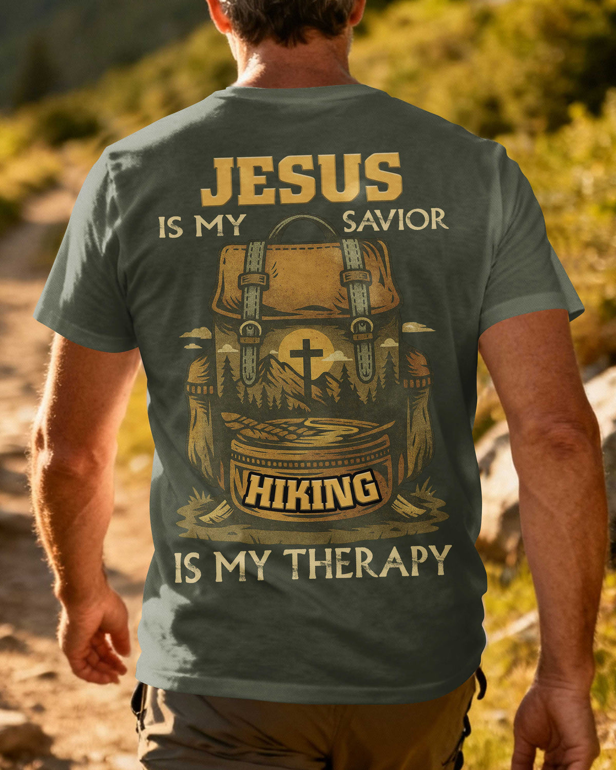 Jesus Is My Savior Hiking Is My Therapy T-Shirt