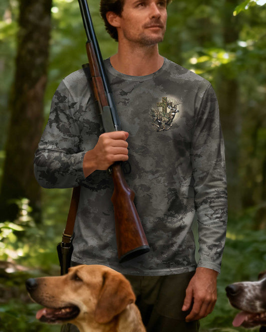 Just A Man Who Likes Hunting And Believes In Jesus All Over Print Long Sleeves T-Shirt