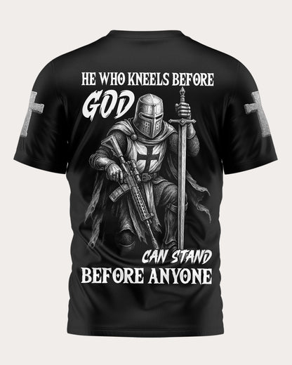 He Who Kneels Before God Can Stand Before Anyone All Over Print T-Shirt
