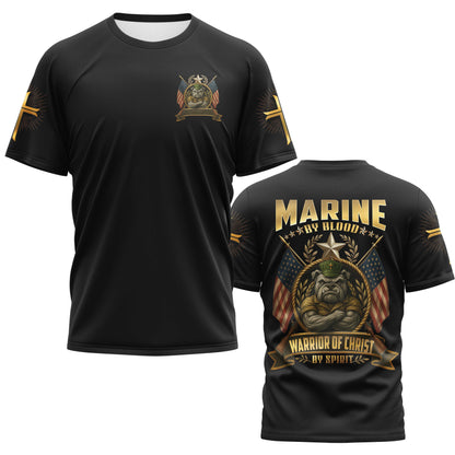 Marine By Blood Warrior Of Christ By Spirit T-Shirt