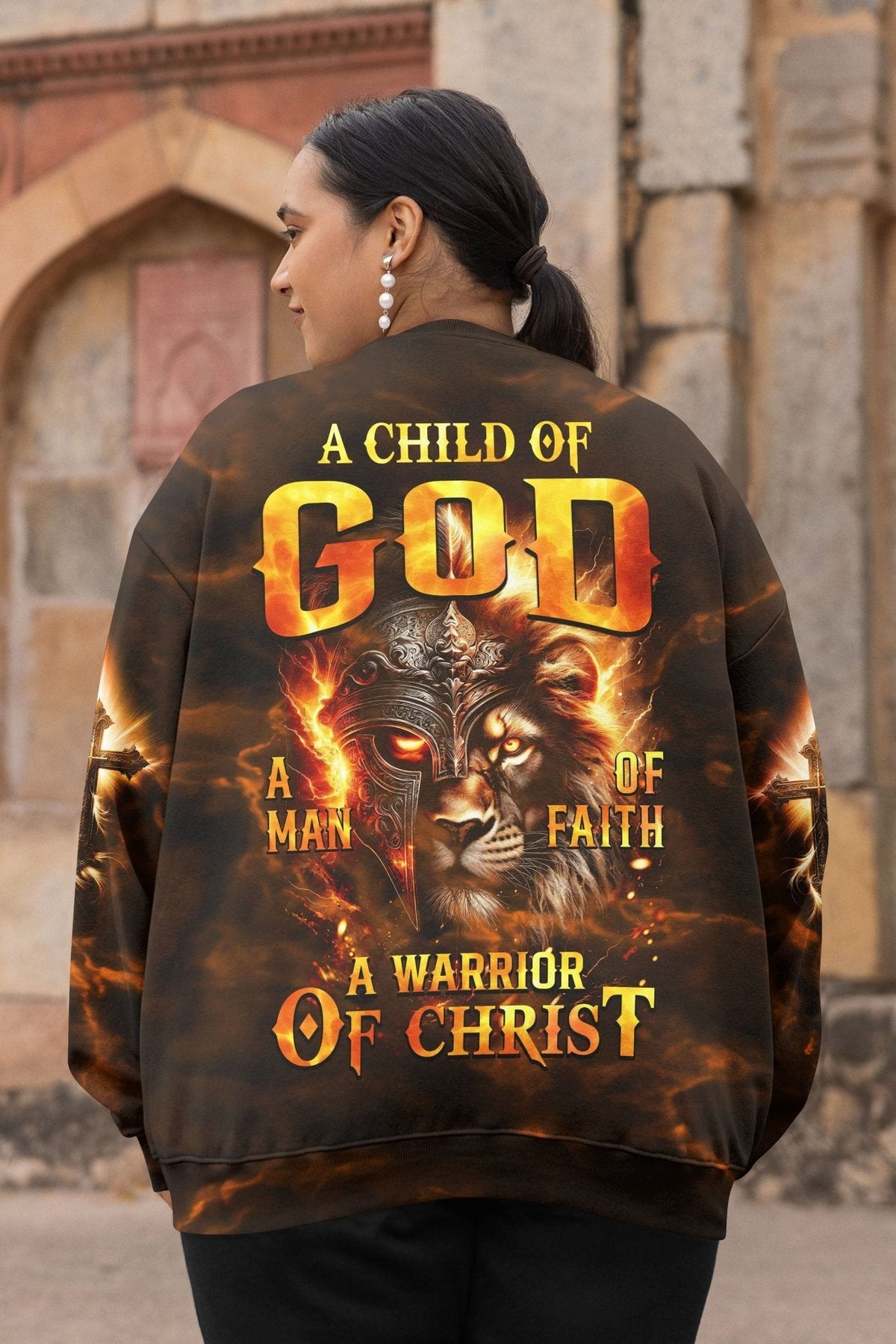 A Child Of God A Man Of Faith A Warrior Of Christ All Over Print Sweater