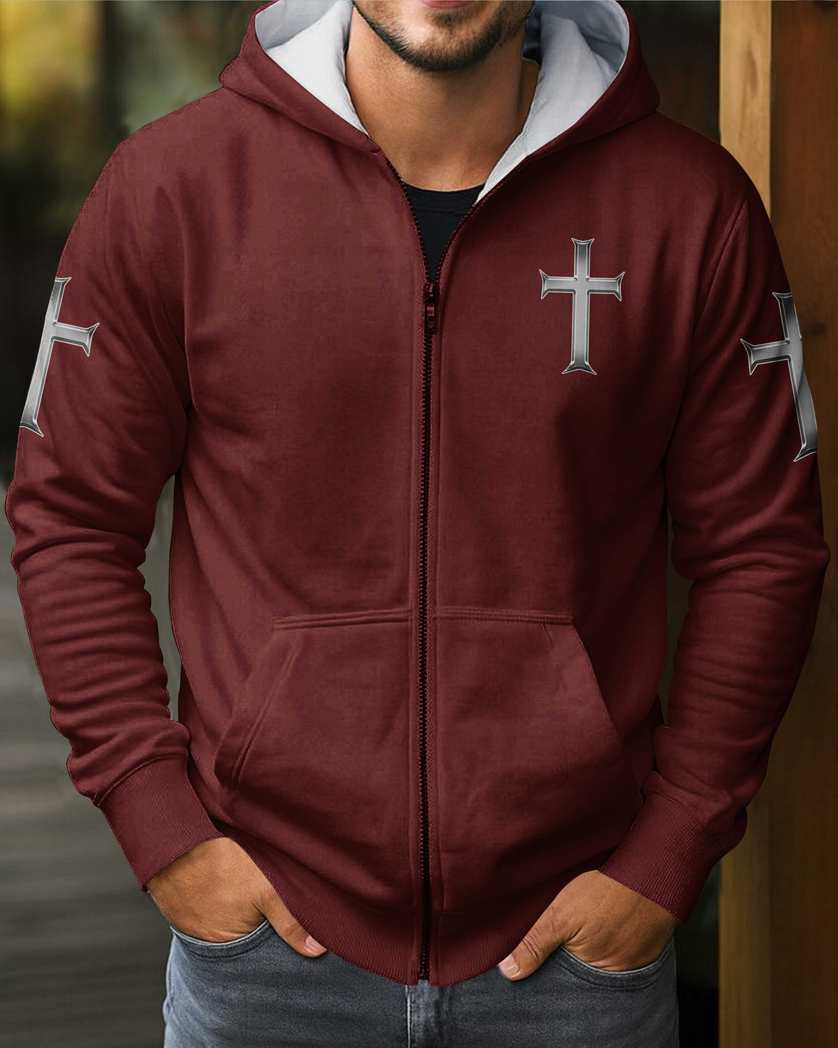 Trained By The Corps Redeemed By The Cross Zip Hoodie