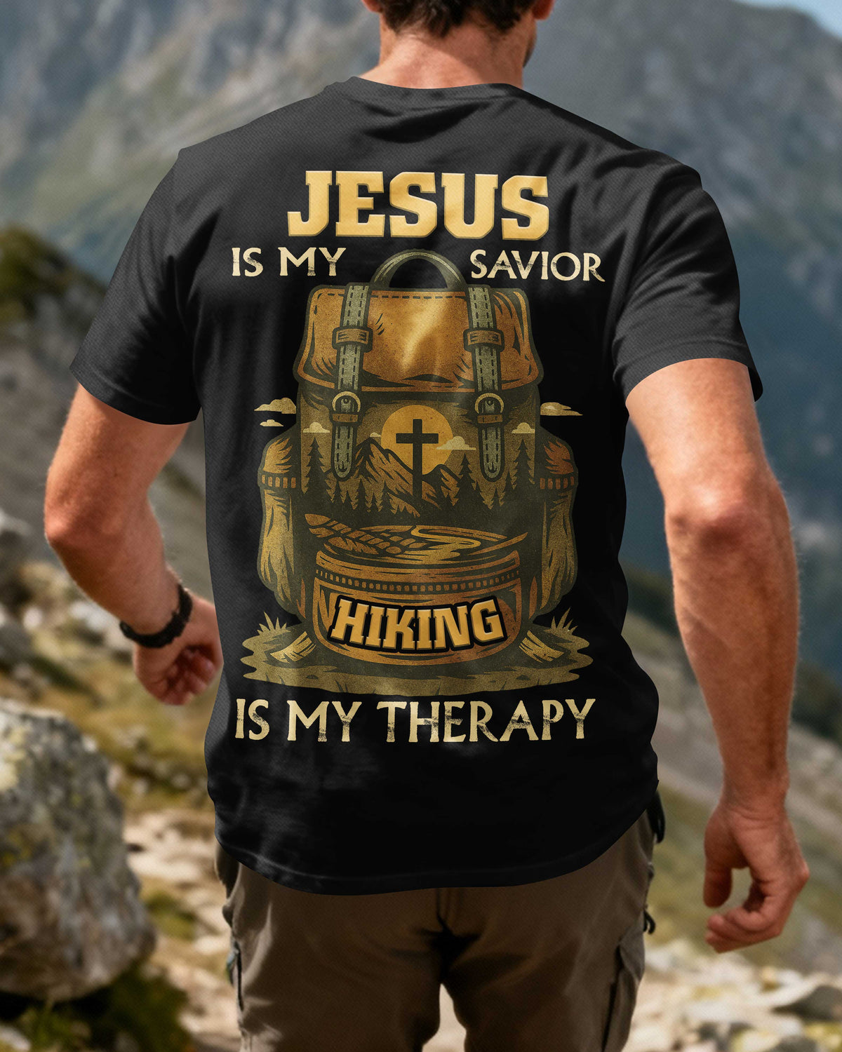 Jesus Is My Savior Hiking Is My Therapy T-Shirt