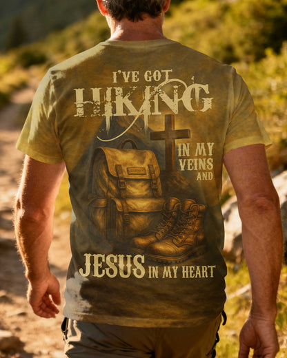 I've Got Hiking In My Veins And Jesus In My Heart All Over Print T-Shirt