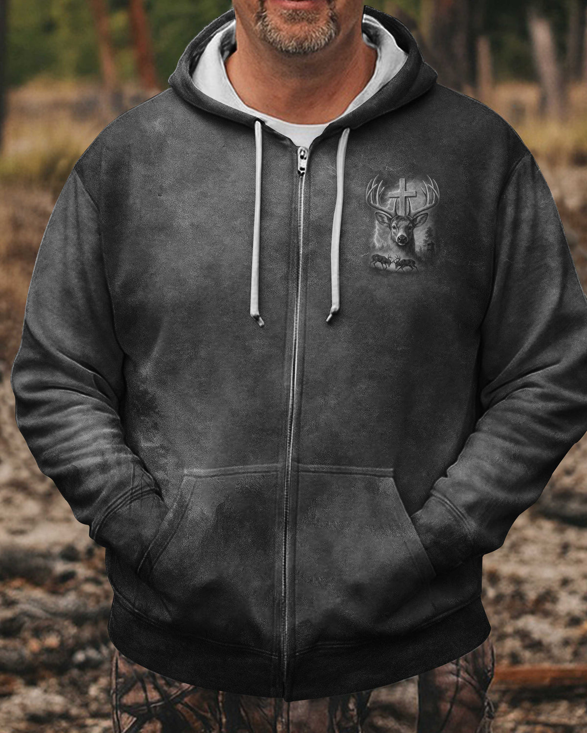 I've Got Hunting In My Veins And Jesus In My Heart Black Hoodie