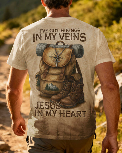 I've Got Hikings In My Veins Jesus In My Heart All Over Print T-Shirt