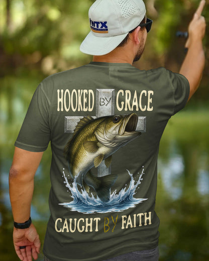 Hooked By Grace Caught By Faith All Over Print T-Shirt