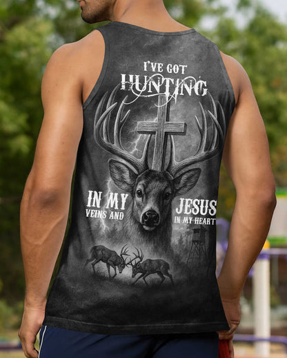 I've Got Hunting In My Veins And Jesus In My Heart Black T-Shirt