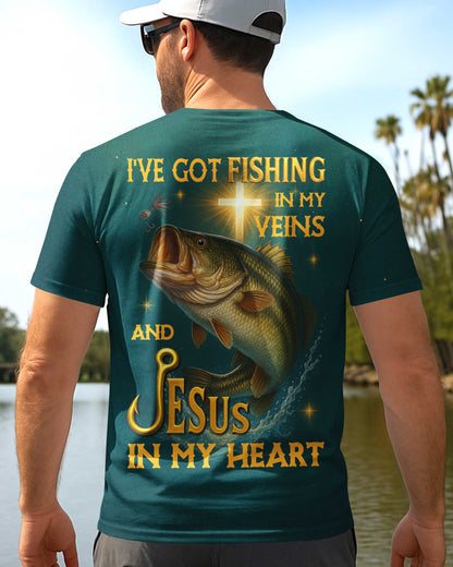 I've Got Fishing In My Veins And Jesus In My Heart All Over Print T-Shirt