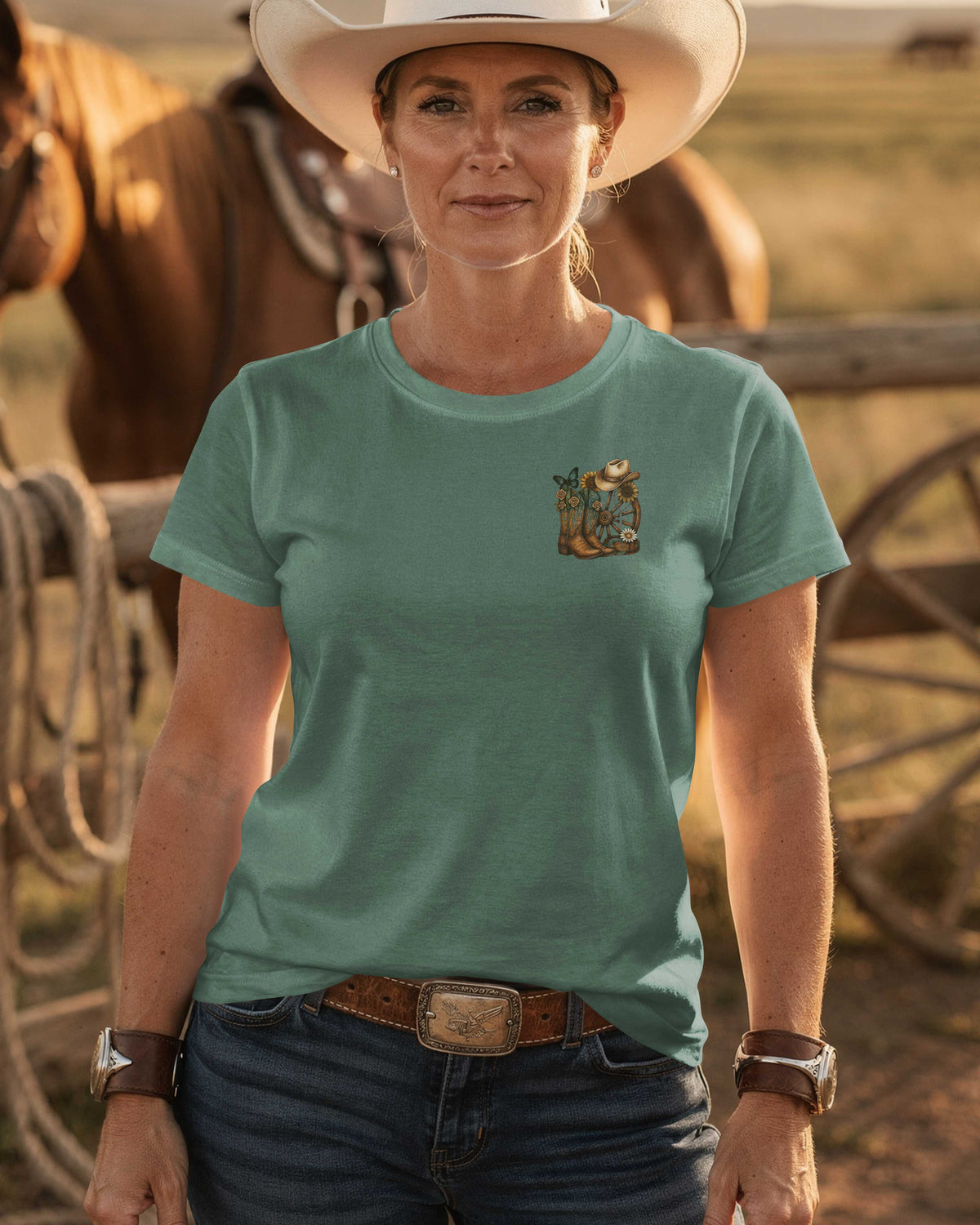 This Cowgirl Doesn't Wander Lost I Ride The Trail God Leads T-Shirt