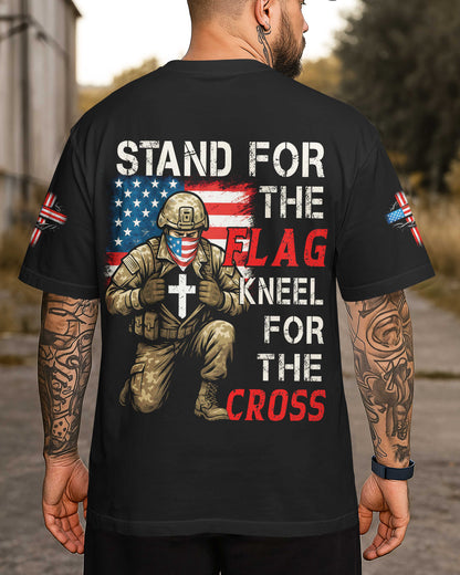 Stand For The Flag Kneel For The Cross All Over Print T-Shirt