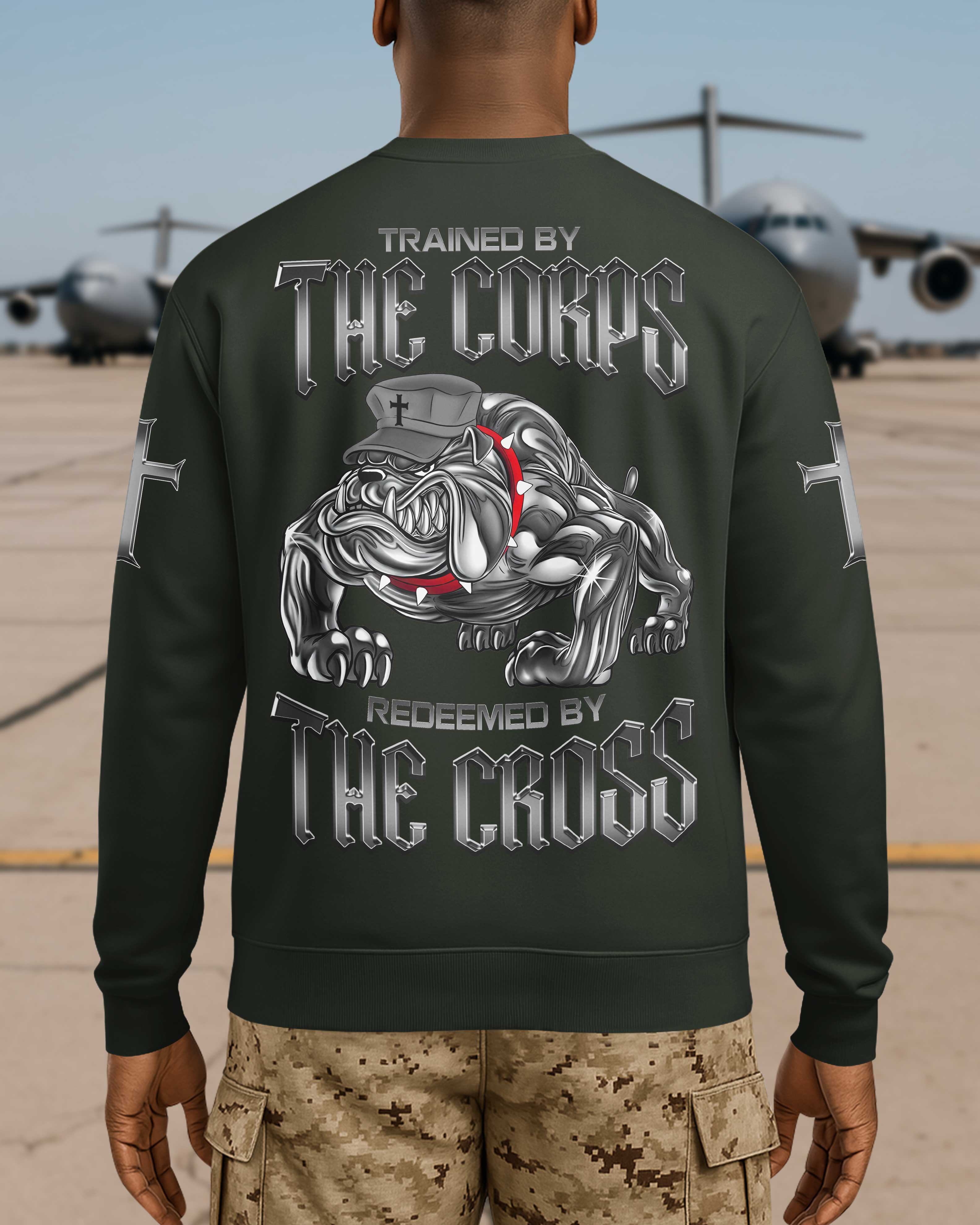 Trained By The Corps Redeemed By The Cross Sweater