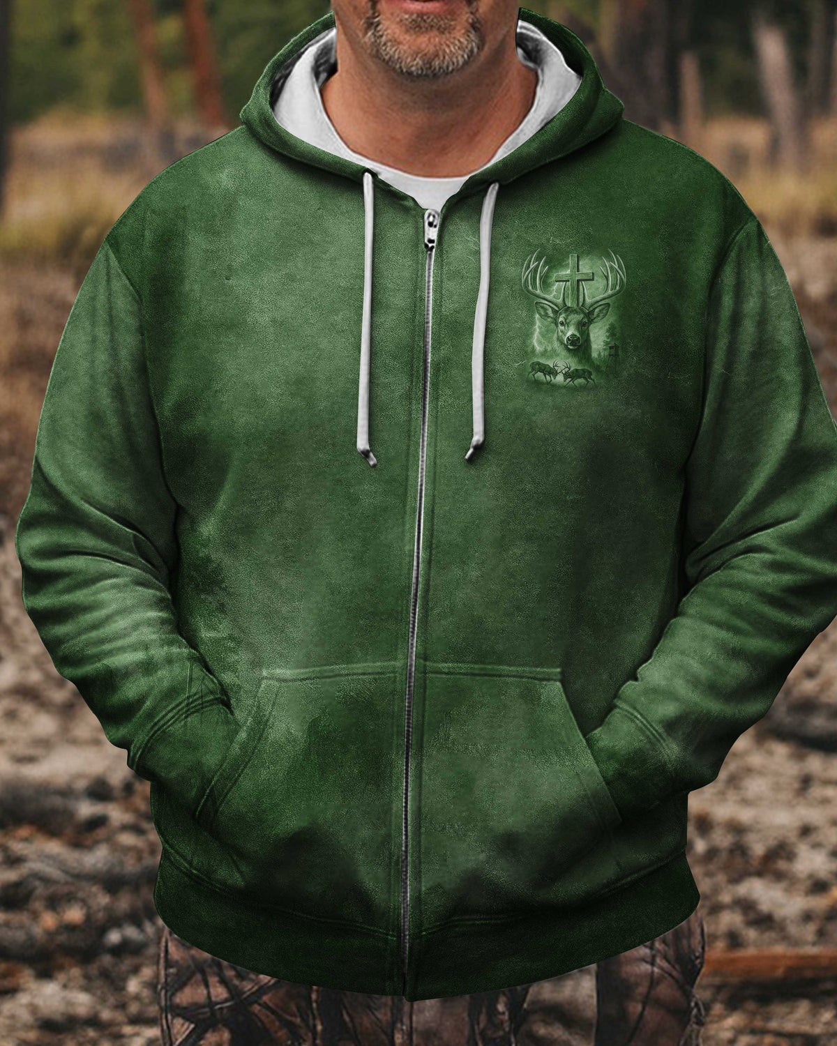 I've Got Hunting In My Veins And Jesus In My Heart Green T-Shirt