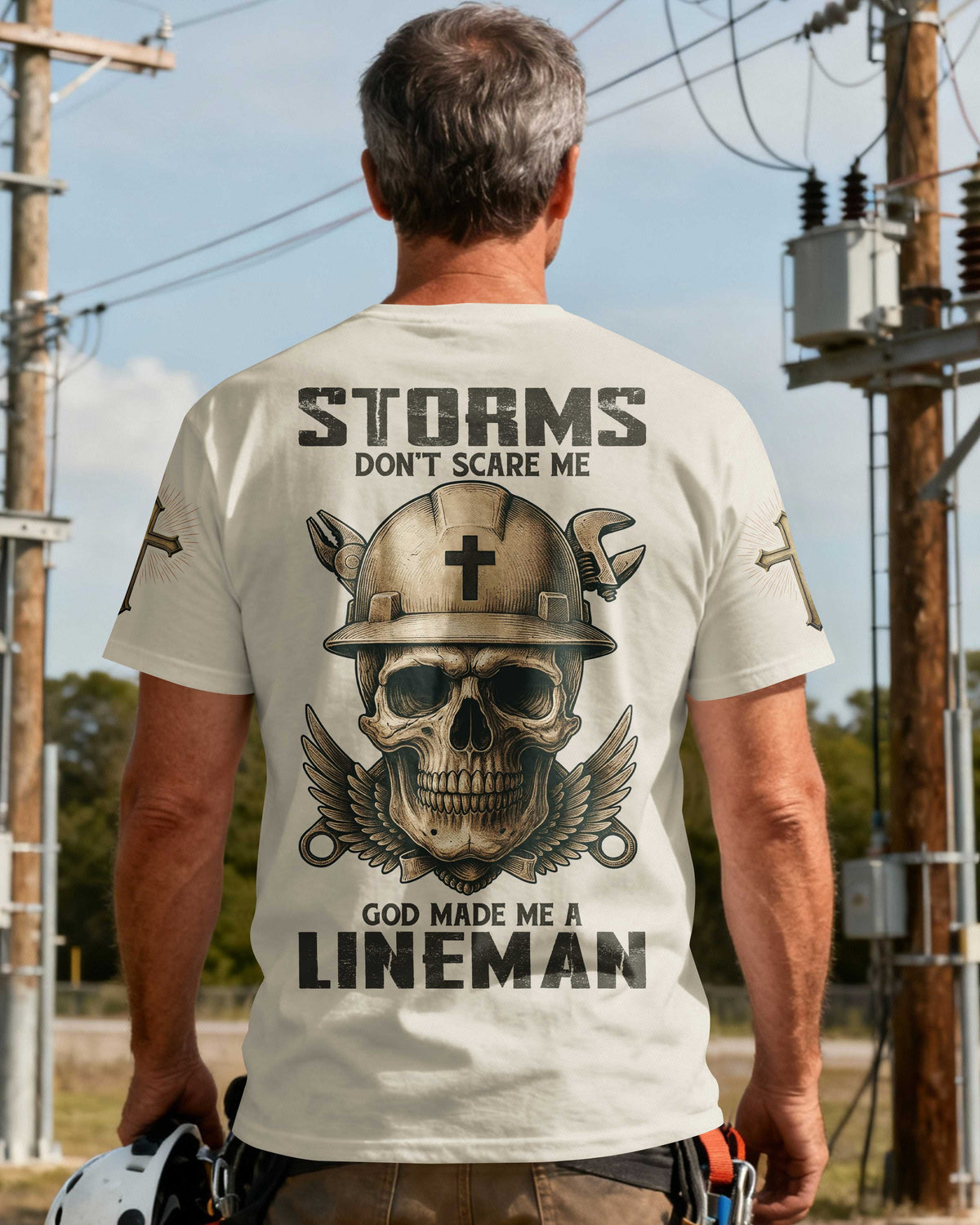 Storms Don't Scare Me God Made Me A Lineman T-Shirt