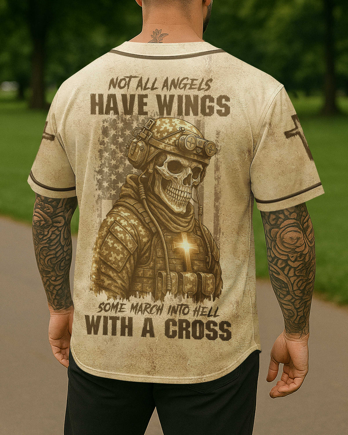 Not All Angels Have Wings Some March Into Hell With A Cross T-Shirt