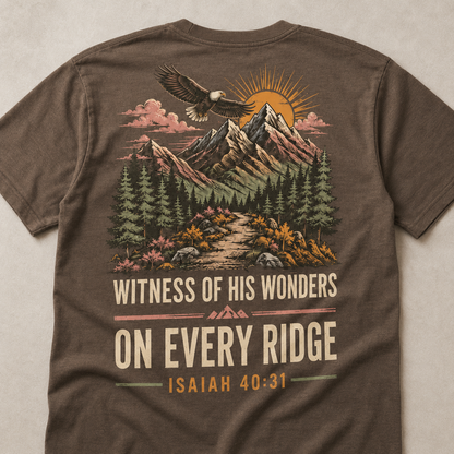 Christian Gifts For Women Faith Hiking Aop, Witness Of His Wonders Trail Shirt