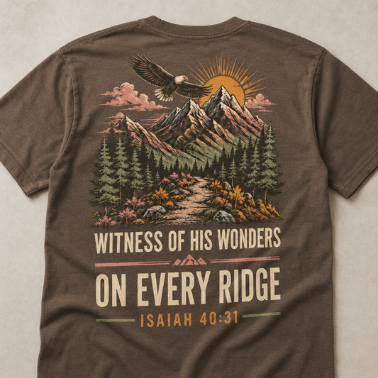 Christian Gifts For Women Faith Hiking Aop, Witness Of His Wonders Trail Shirt
