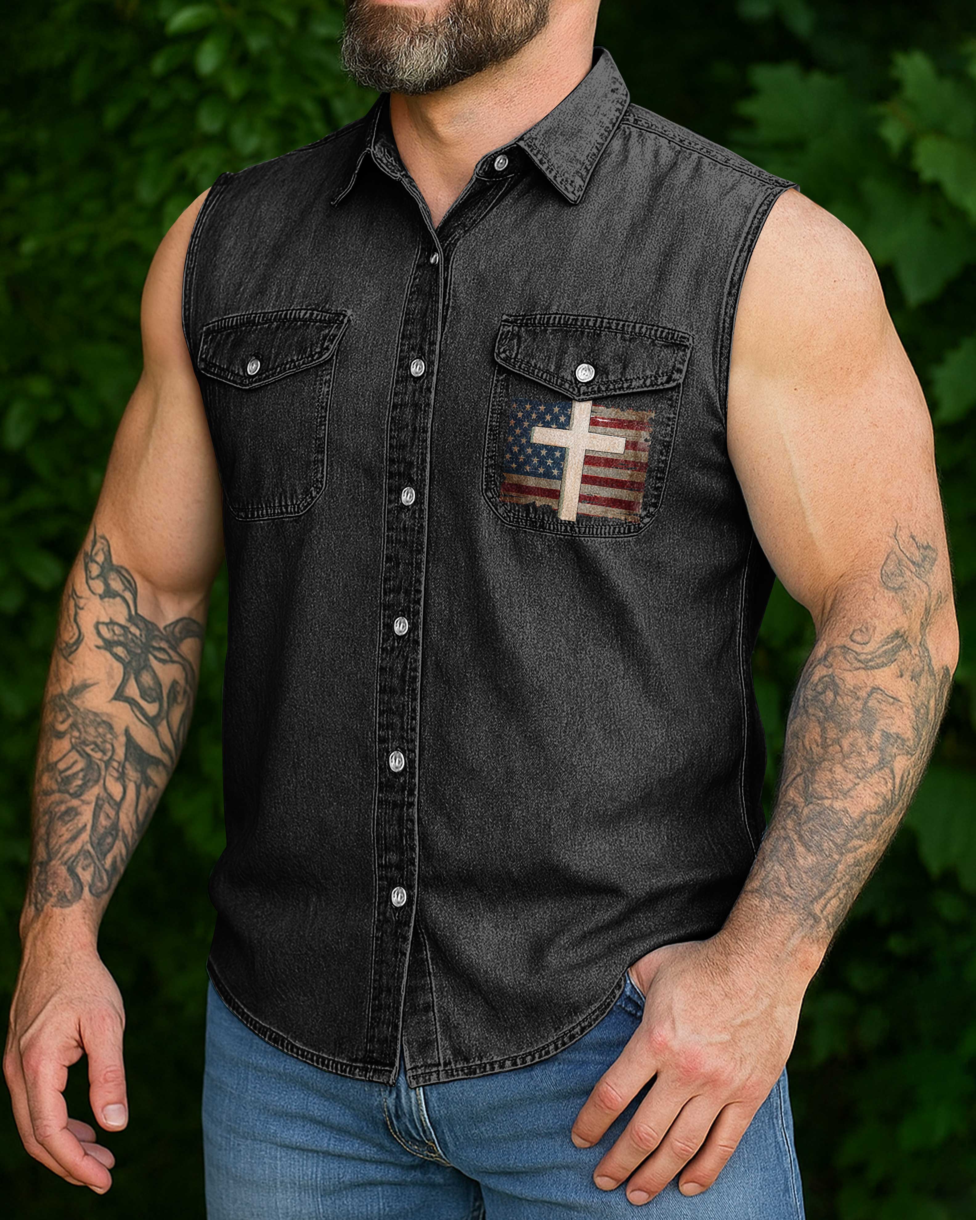 I Served My Country Denim Sleevesless T-Shirt