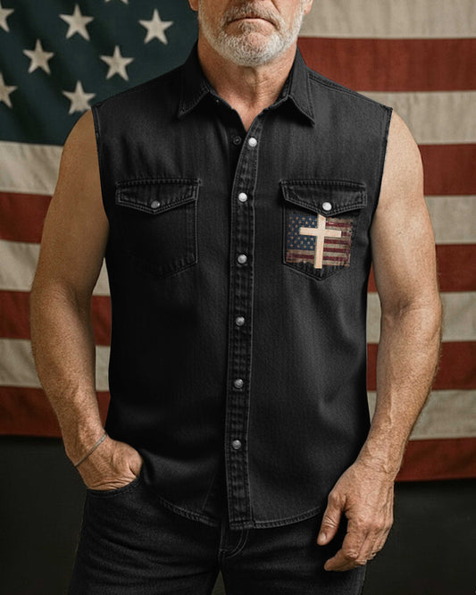 I Served My Country Denim Sleevesless T-Shirt