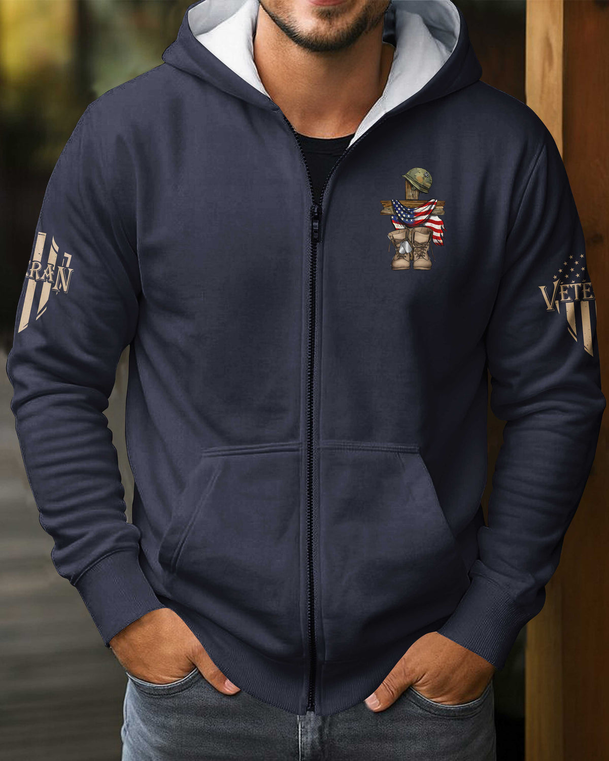God Found Some Of The Strongest Americans And Made Them Veterans Zip Hoodie