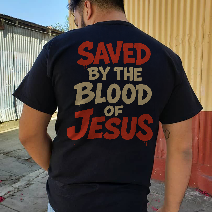 Saved By The Blood Of Jesus Printed Men's T-shirt