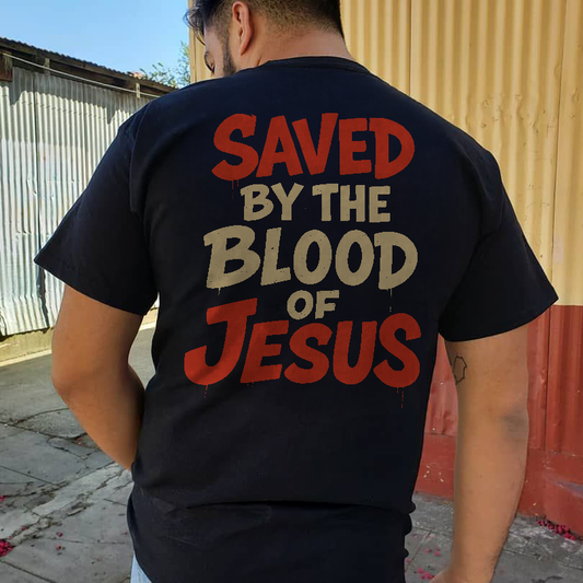 Saved By The Blood Of Jesus Printed Men's T-shirt