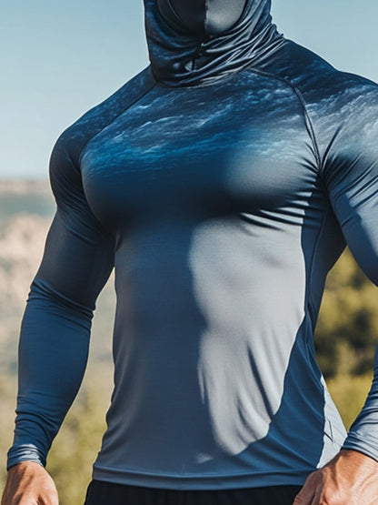 Men's Outdoor Sun Protection Breathable Cool Hooded Sun Protection Long Sleeve Top