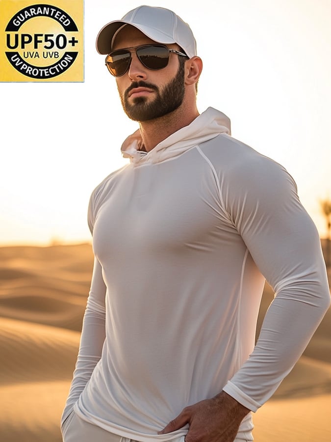 Men's Outdoor Sun Protection Cool Hooded Sun Protection Long Sleeve Top