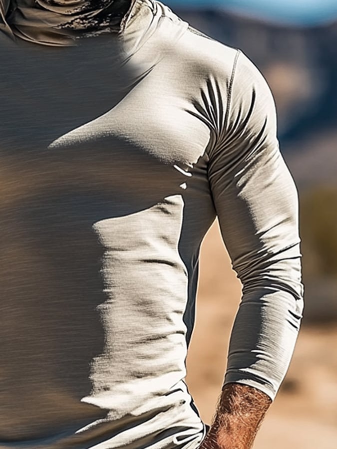 Men's Outdoor Sun Protection Breathable Cool Hooded Sun Protection Long Sleeve Top