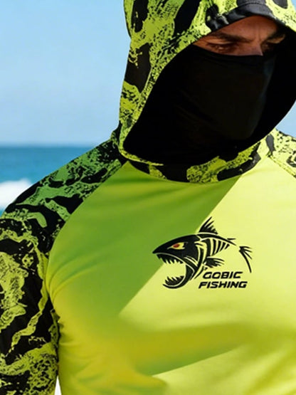 Men's Outdoor Sun Protection Breathable Cool Hooded Sun Protection Long-Sleeved Top