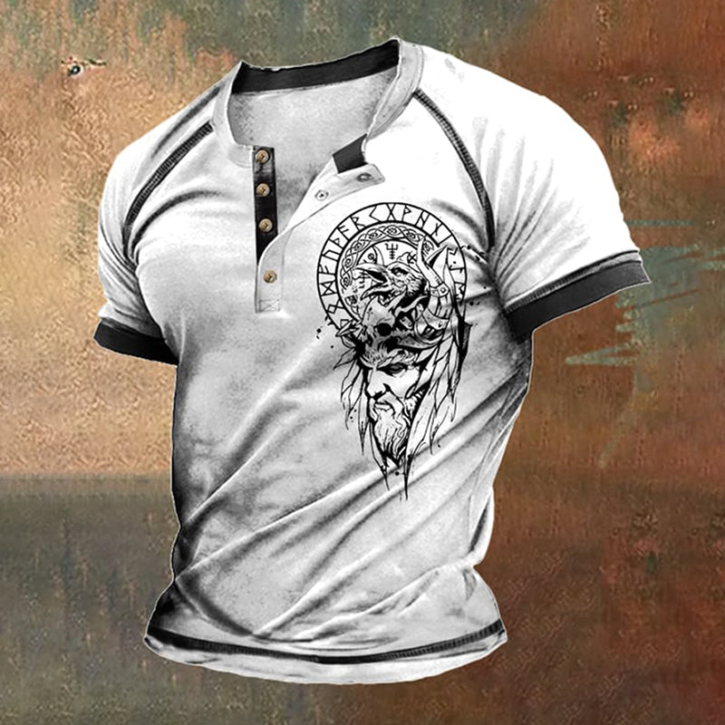 Vintage Contrast Vikings Sons Of Odin Print T-Shirt
