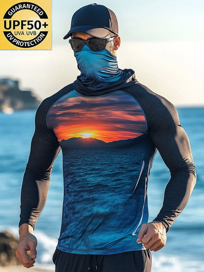 Men's Outdoor Sun Protection Breathable Cool Hooded Sun Protection Long Sleeve Top
