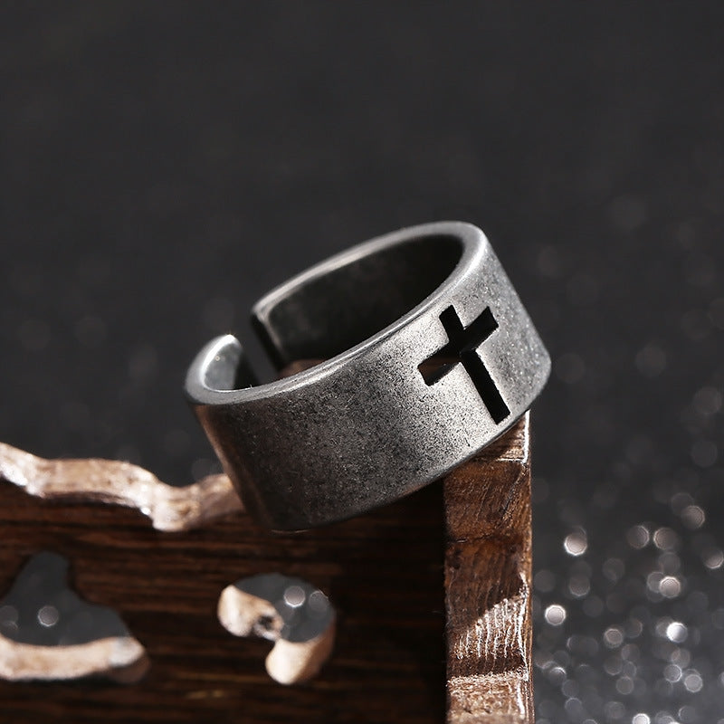 Hollow Cross Open Ring