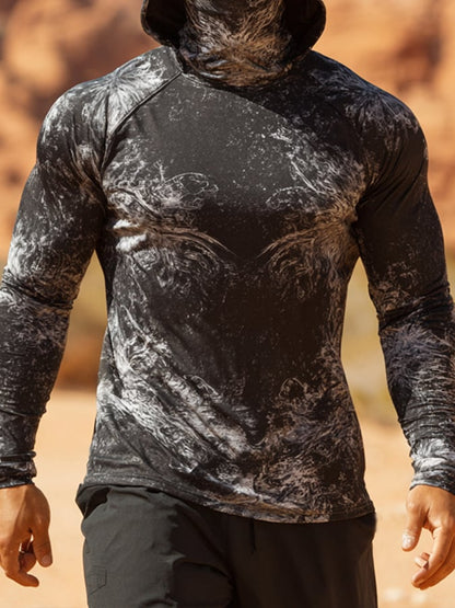 Men's Outdoor Sun Protection Breathable Cool Hooded Sun Protection Long Sleeve Top