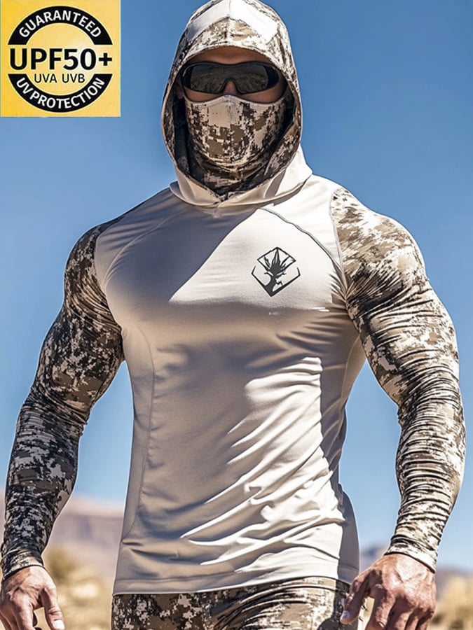 Men's Outdoor Sun Protection Breathable Cool Hooded Sun Protection Long Sleeve Top