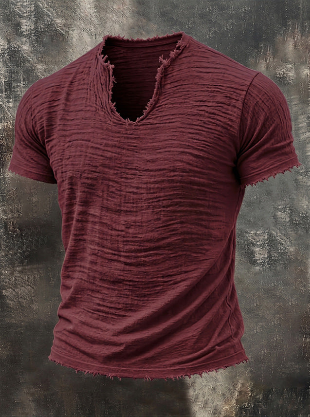Men's Vintage Frayed V-Neck T-Shirt