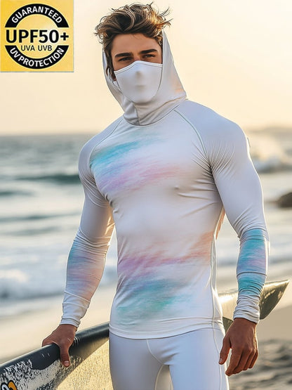 Men's Outdoor Sun Protection Breathable Cool Hooded Sun Protection Long-Sleeved Top