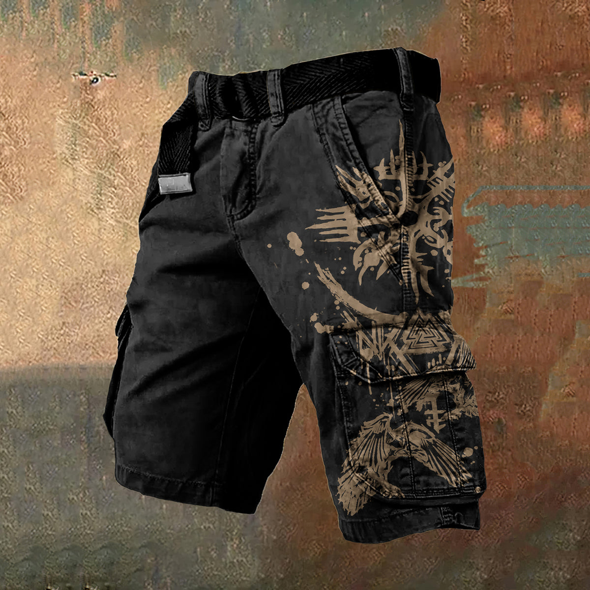 Men'S Viking Ethnic Birds Graphic Vintage Cargo Shorts
