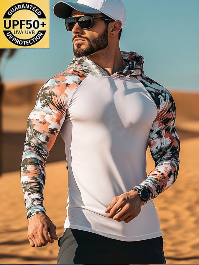 Men's Outdoor Sun Protection Cool Hooded Sun Protection Long Sleeve Top
