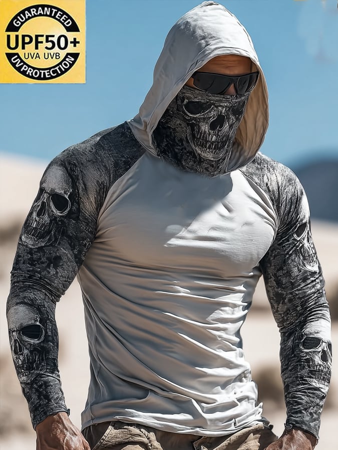 Men's Outdoor Sun Protection Breathable Cool Hooded Sun Protection Long Sleeve Top