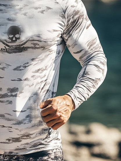 Men's Outdoor Sun Protection Breathable Cool Mask Hooded Sun Protection Long-Sleeved Top