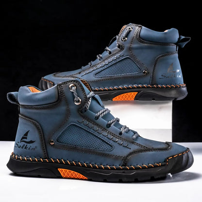 BIG SALE LIMITED STOCK! Men's Comfortable Handmade Leather Boots – Waterproof, Arch Support, Pressure Relief, Spacious Toe Box Outdoor Leather Shoes