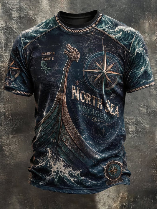 Men's Vintage Viking-Print T-Shirt