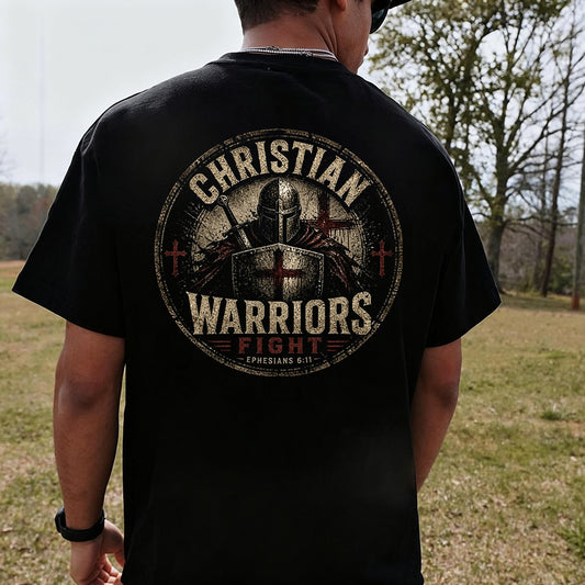 Christian Warriors Knight Cross Vintage Printed Men's T-shirt