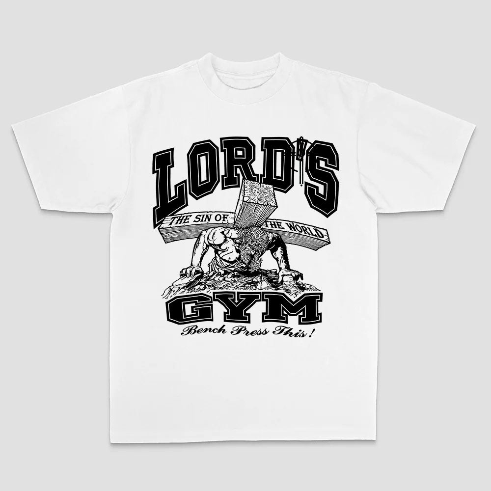 Lord's Gym The Sin Of The World Bench Press This! Printed Men's T-shirt