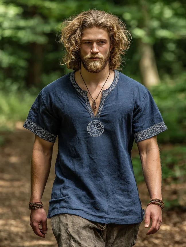 Men's Viking Inspired Knot Retro V-Neck T-Shirt