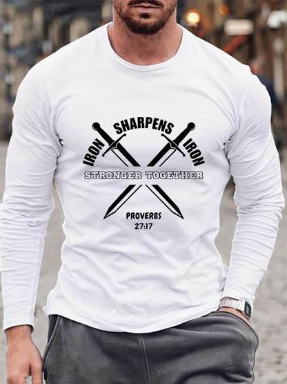 Iron Sharpens Iron Stronger Together Christian Cotton Long Sleeve T-Shirt
